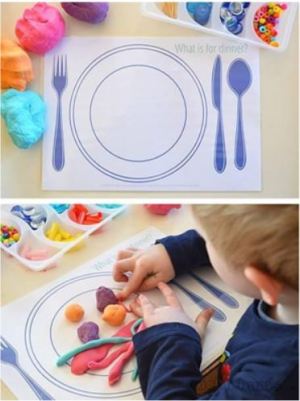 Nyomtasson ki egy képet üres tányérral és hagyja, hogy a gyerekek a kedvenc ételeiket modellezzék rá.