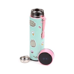 Rozsdamentes acél termoszpalack digitális hőmérővel 450 ml – Pusheen macska-1