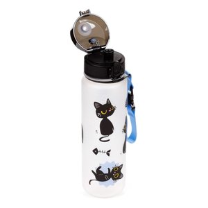 Törhetetlen műanyag palack kupakkal 600 ml – Lucky the Black Cat (macska)-2