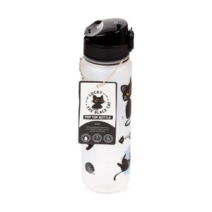 Törhetetlen műanyag palack kupakkal 600 ml – Lucky the Black Cat (macska)-4
