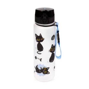 Törhetetlen műanyag palack kupakkal 600 ml – Lucky the Black Cat (macska)-5