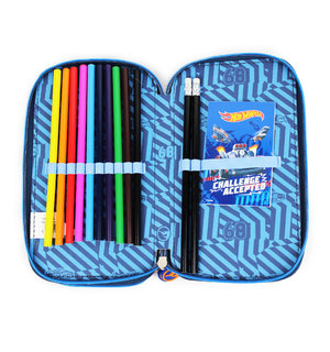 Kétszintes tolltart Hot Wheels felszereléssel, kék-5