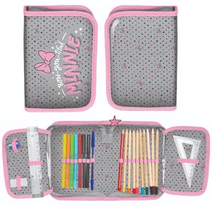 Penál Minnie šedý rozkládací, s vybavením-3