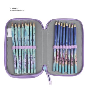 Penál s flitry Frozen třípatrový s vybavením-5