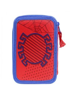 Penál Spiderman metalický třípatrový s vybavením-2