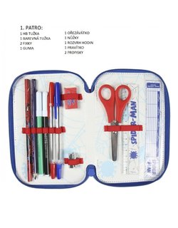 Penál Spiderman metalický třípatrový s vybavením-3