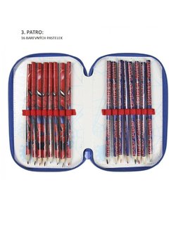 Penál Spiderman metalický třípatrový s vybavením-5