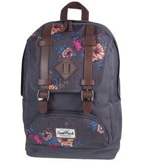 Iskolai hátizsák City grey denim flowers-1