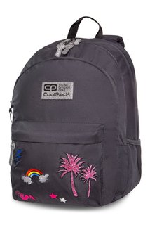 Iskolai hátizsák Hippie Sparkling badges grey-1