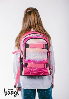 Iskola hátizsák Skate rózsaszín csíkok-13