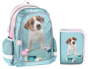 Iskolai szett Dog, kék-rózsaszín-1