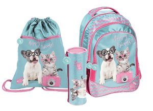 Iskolai szett Happy friends, kék, 3 darabos-1