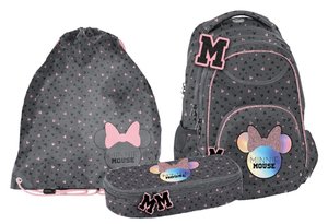 Iskolai szett Minnie Mouse szürke-rózsaszín, 3 darabos, hátizsákkal-1