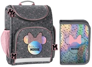 Iskolai szett Minnie Mouse szürke-rózsaszín, iskolatáskával-1
