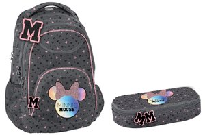 Iskolai szett Minnie Mouse szürke-rózsaszín, hátizsákkal-1