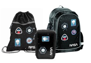 Iskolai szett NASA, fekete, kétszintes tolltartóval-1