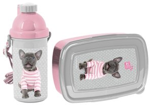 Uzsonnás doboz Kutyus, szürke-rózsaszín-1