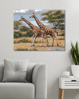 Festés a számok szerint Afrikai szafari zsiráfok-2