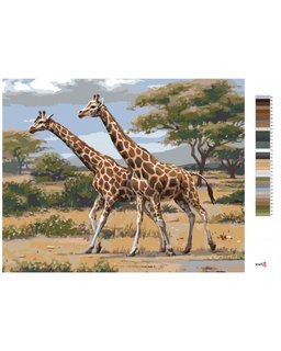 Festés a számok szerint Afrikai szafari zsiráfok-3