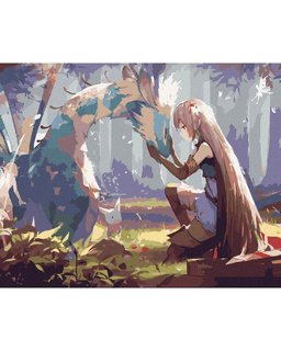 Festék a számok szerint Anime lány sárkánnyal-1