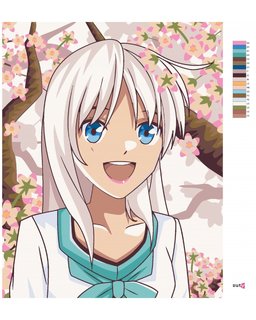 Festék a számok szerint Anime lány a fánál-3