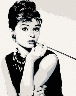 Festék a számok szerint Audrey Hepburn fekete-fehér-1