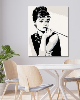 Festék a számok szerint Audrey Hepburn fekete-fehér-2