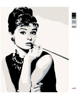 Festék a számok szerint Audrey Hepburn fekete-fehér-3