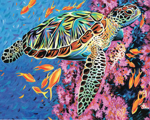 Festmény számok szerint Színes teknős 40 x 50 cm-1