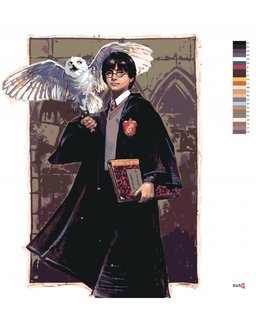 Festés szám szerint Harry Potter és Hedwig a Roxfortban-3