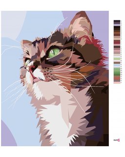 Festék a számok szerint Kíváncsi macska portré-3