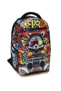 RUKKY ART Raccoon Radio iskolai hátizsák, 20 l-3