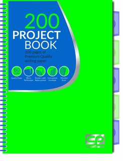 Projekt füzet Neon A4, 200 oldal, zöld-1