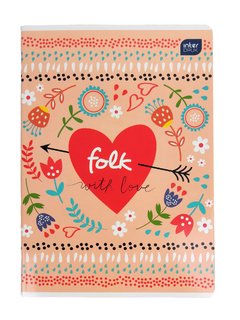 Sešit Folk srdce, oranžový, 564-1